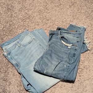 Women’s Blue Denim Jeans - Old Navy Wide Leg & Judy Blue Distressed